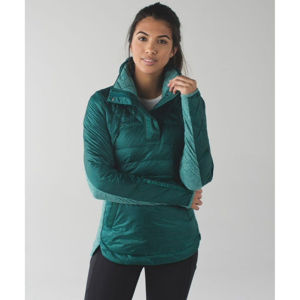 Lululemon Down For A Run Forage Teal Goose 800 Fill Power Puffer Pullover 4 $168